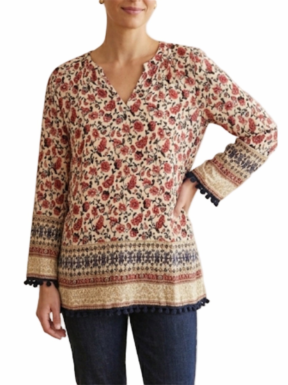 Dalia 1X Boho Top with Crochet Lace Trim